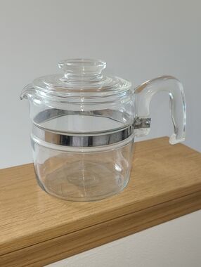 Pyrex Flamewear4 Cup Coffee Percolator with Silver Band
